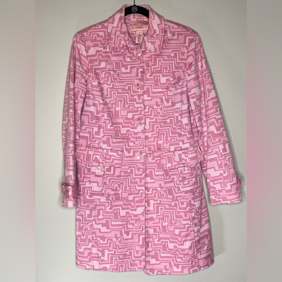 Bandolino Jackets & Blazers - Bandolino Vintage Pink Abstract Long Pea Coat Jacket Women’s Size 8